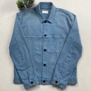 BLDWN Druid Woven Striped Collared LS Button Up Denim Jacket (Vintage Indigo)